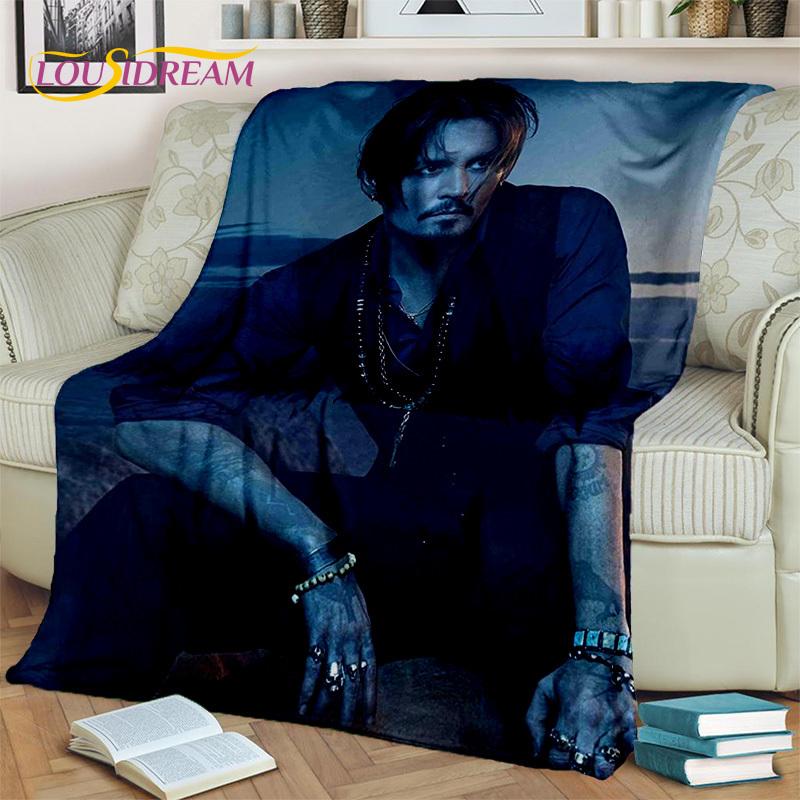3D-Druck-Serie Johnny Depp Decke, Weiche Überwurfdecke für Zuhause Schlafzimmer Bett Sofa Picknick Reise Büro Ruheabdeckung Decke Kinder