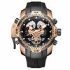Reef Tiger Men's Automatic Watch, Black and Rose Gold, Complicated, RGA3503