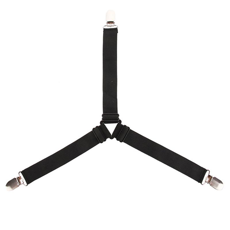 

4Pcs Triangle Bed Mattress Sheet Corner Clips Grippers Adjustable Suspender Straps Elastic Fastener Sheet Holder Black4 pcs for a set