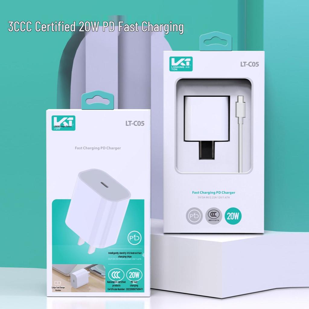 3C Certified 20W Dual Port Charger for Huawei & Apple 13/14/15 - Fast C-C Charging