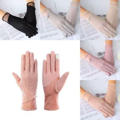 Non-slip Female Sunscreen Gloves Full Finger Cycling Gloves New Ice Silk Gloves  Summer
