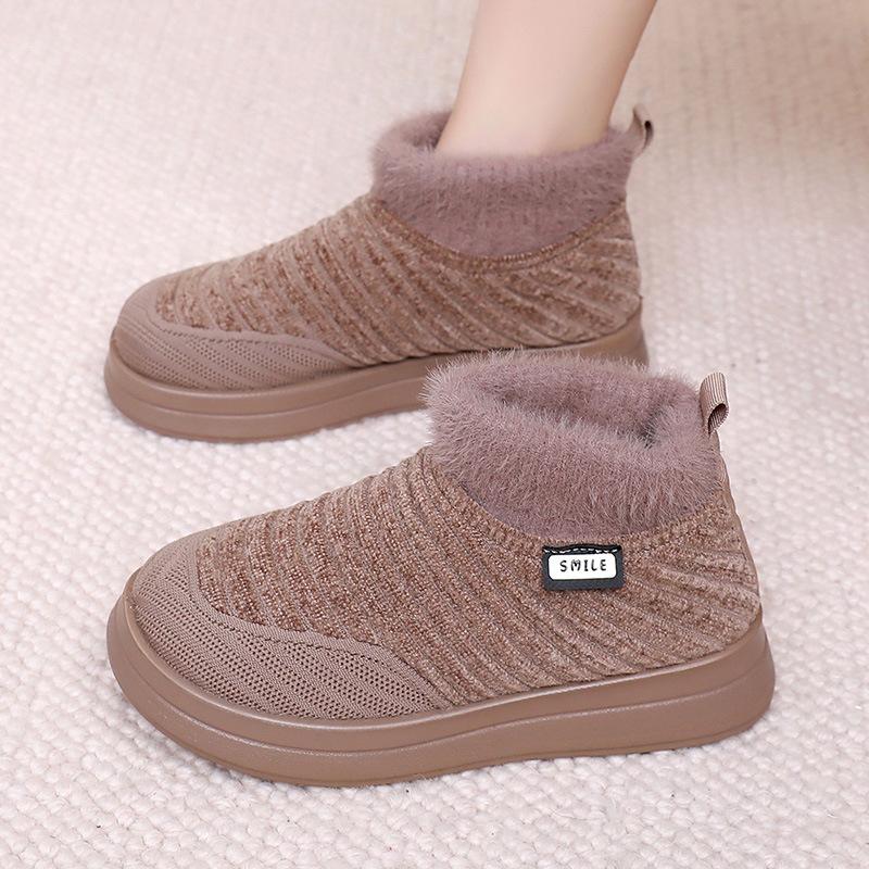 Women's Winter Snow Boots Fuzzy Faux Fur Lined Short Booties for Women Non-Slip Comfortable Fleece Indoor Outdoor House Shoes Warm Walking Shoes