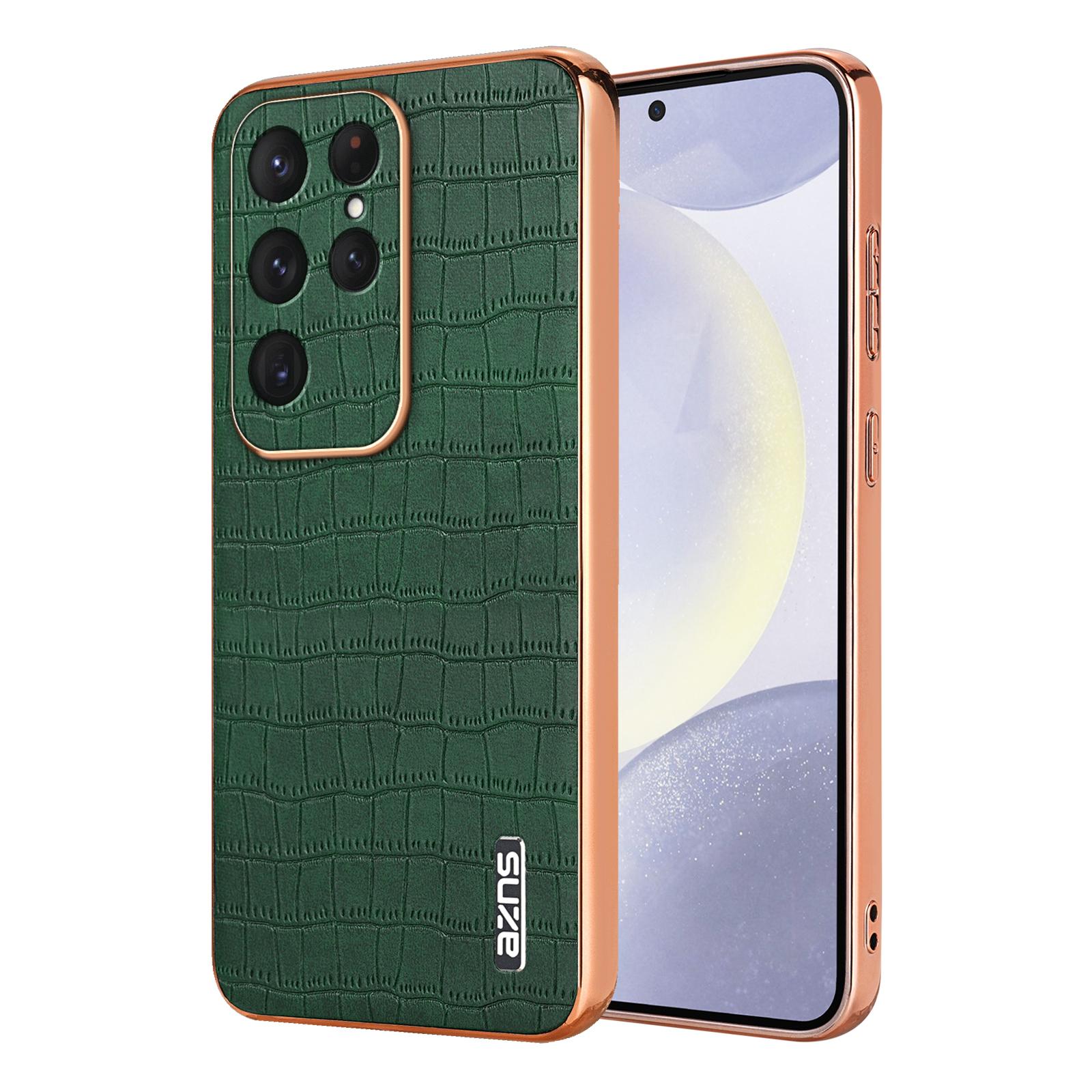 AZNS For Samsung Galaxy S26 Ultra Case Electroplating Crocodile Texture PU + TPU Phone Cover