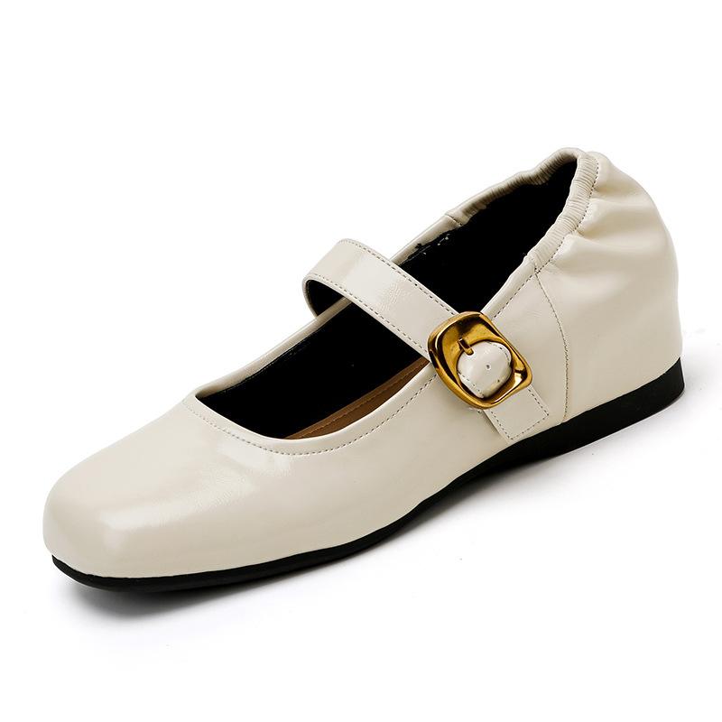 

Весна-лето 2025 года, женские универсальные ретро туфли-мэри джейн на плоской подошве с ремешком на пряжке в стиле французского темперамента для работы 35