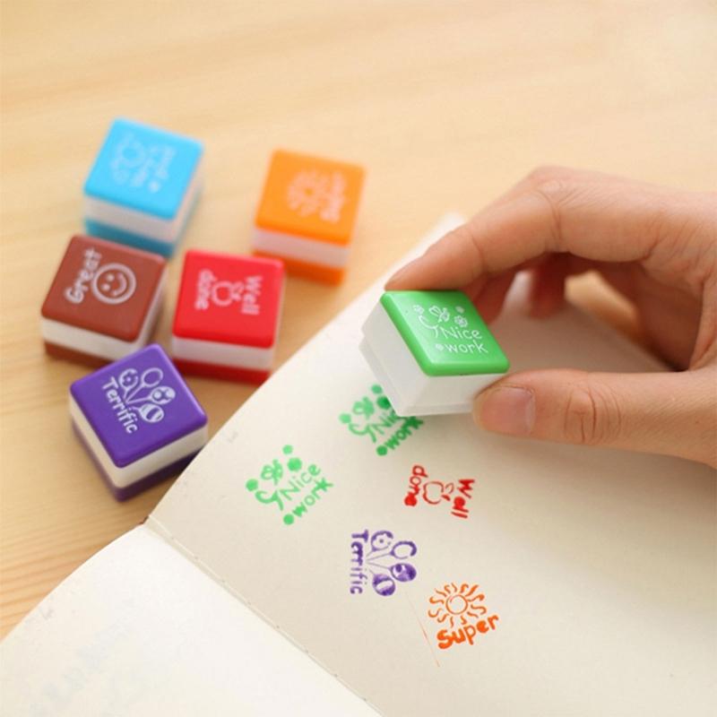 6 ks Dětské povzbuzující razítko Anglický učitel Komentář Razítko Pochvala Odměna Pečeť Voda Samobarvicí DIY Školní Scrapbooking