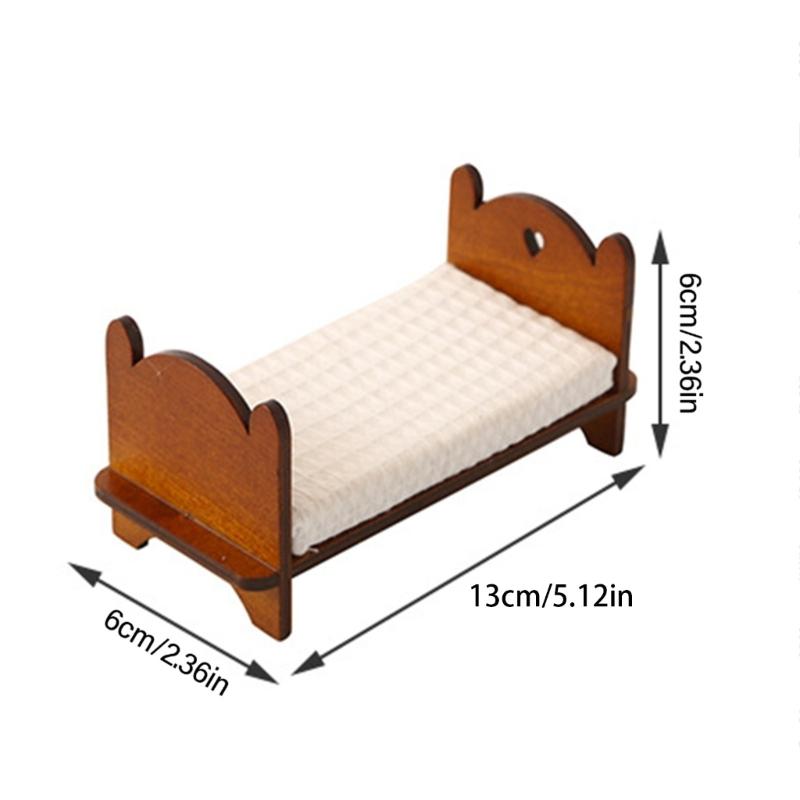 Schlafzimmer Einzelbett Miniatur Möbel Modell Puppenhäuser Zubehör Realistisches Blumenlaken Spielset 1:12