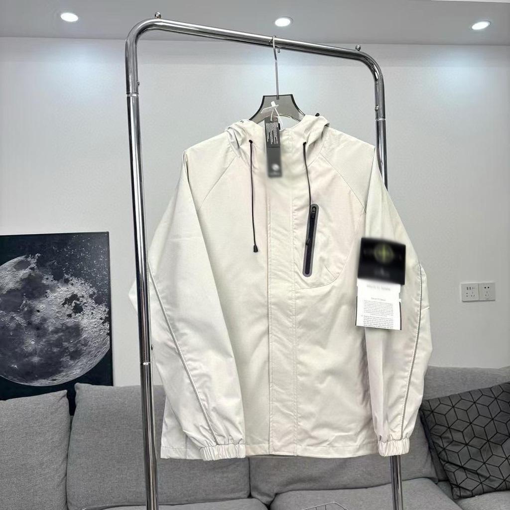 Unisex Kapuzen-Reflex-Softshell-Windbreakerjacke - Amerikanischer Lässiger Stil mit Stein-Abzeichen