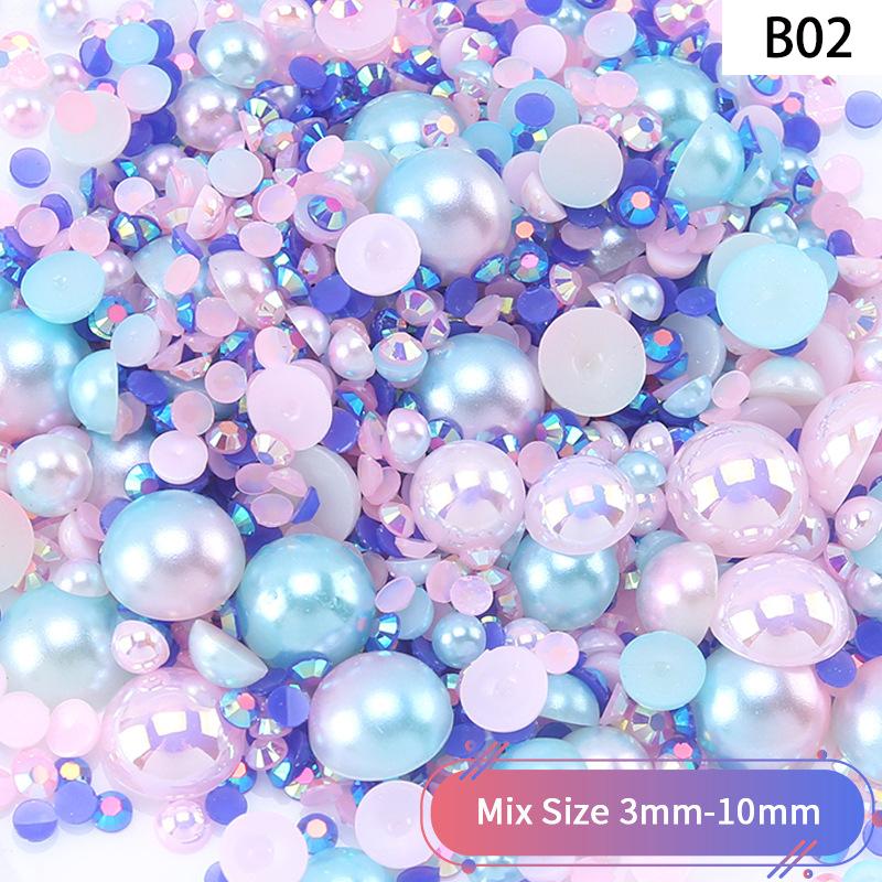 Yantuo 1000g Mixed Packaging Flat Back Pearls Resin Rhinestone Jelly Rhinestones Bulk Abs Loose Pearl for DIY Decoration