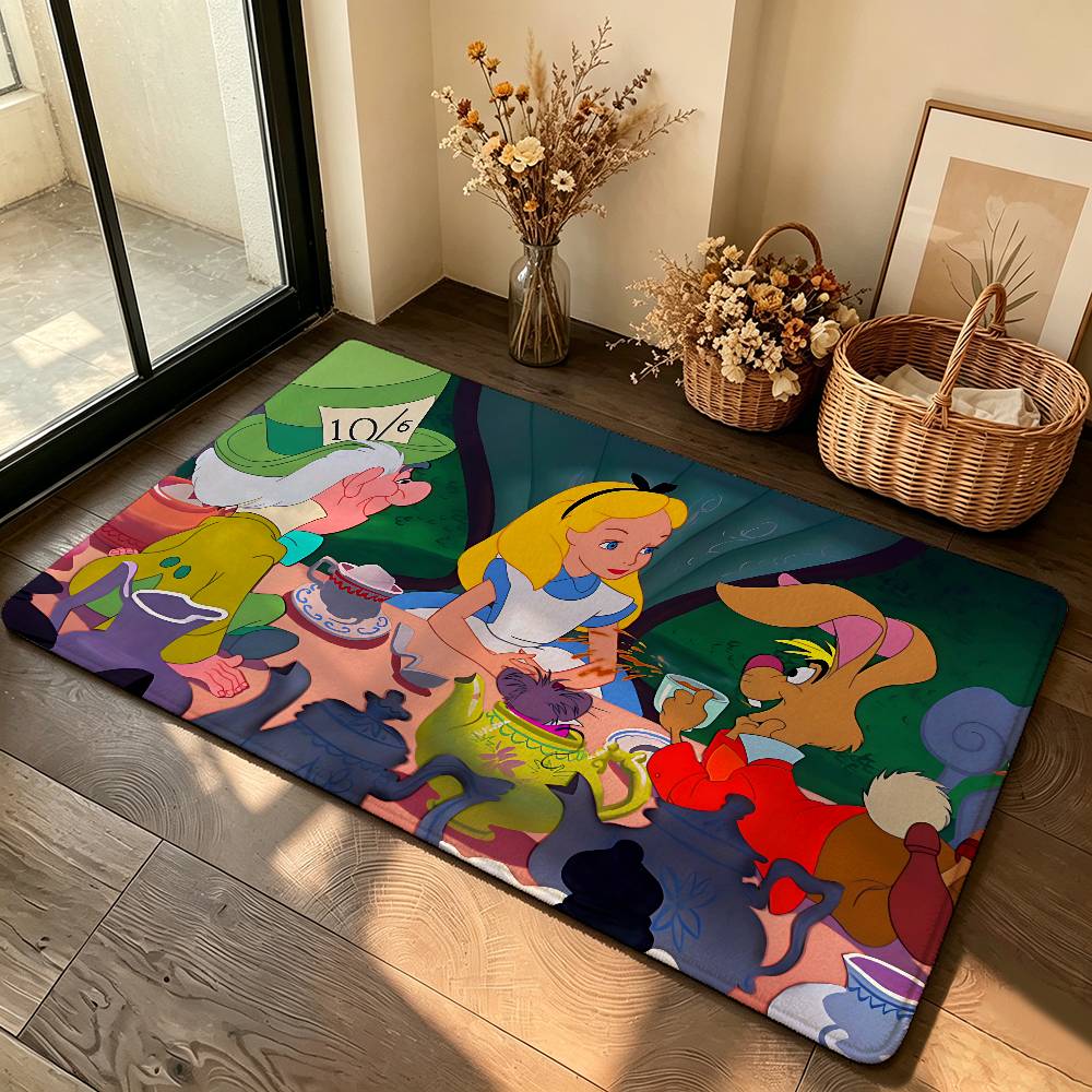 Classic Anime-A-alice In-W-wonderlandS Cute Carpet Bathroom Anti-slip Mat Door Mat Home Decoration Mat Entrance Door Mat