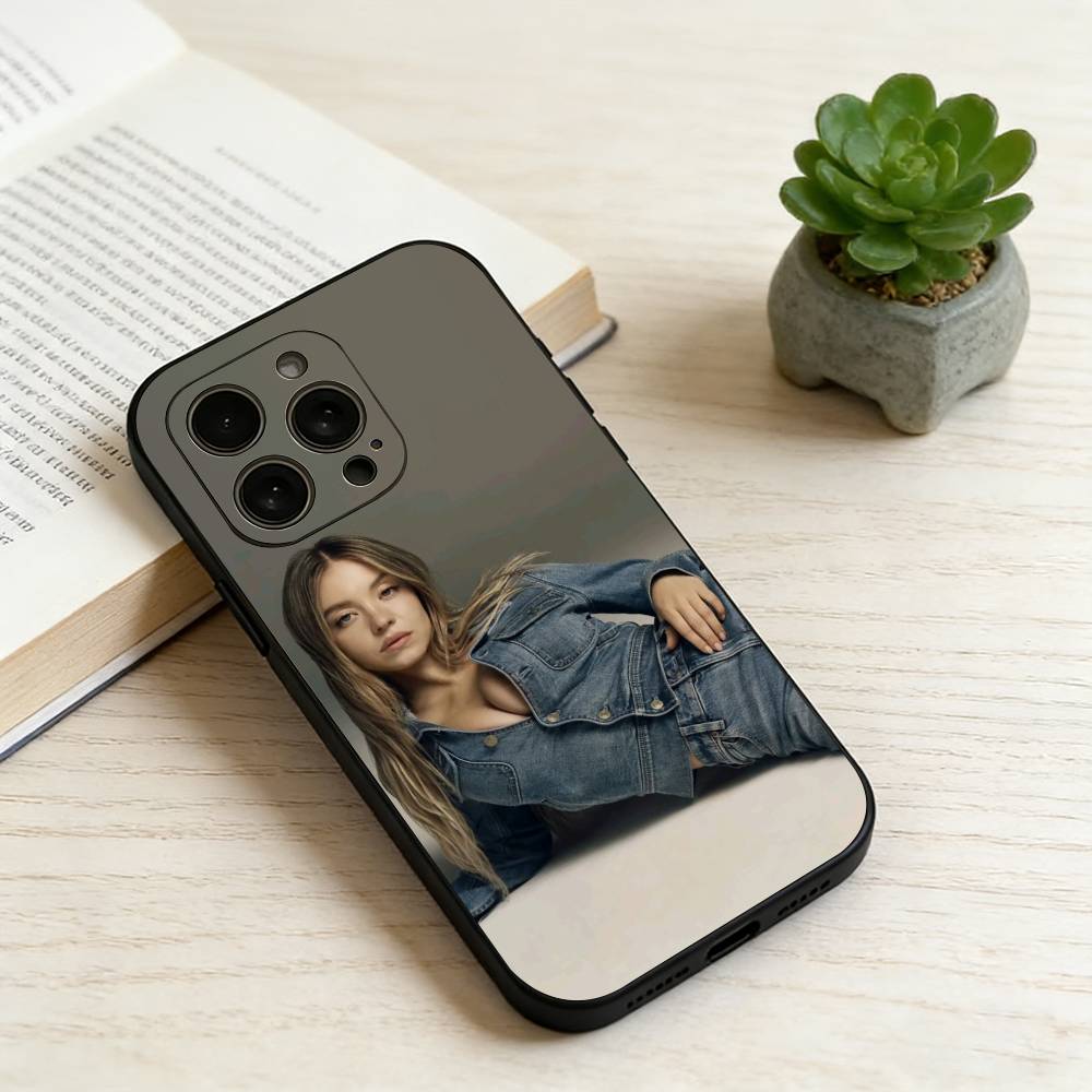 

S-Sydney Sweeney Phone Case For iPhone 17, 16,15,14,13,12,11 Plus,Pro Max, Others Soft Black Cover iPhone12