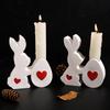 Easter Long-eared Rabbit Egg Candle Holder Mold Cement Plaster Rabbit Love Egg Candle Holder Silicone Mold