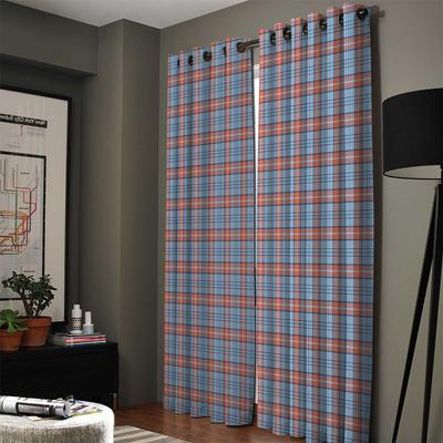 Tende a Quadri Blu Arancione Stile Britannico Tende per Soggiorno Articoli Decorativi Soggiorno