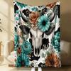 Surreal Skull Floral Print Flannel Blanket Throw Oversized Soft Warm Cozy Gift Blanket for Sofa Bed Couch Living Room Home Decor