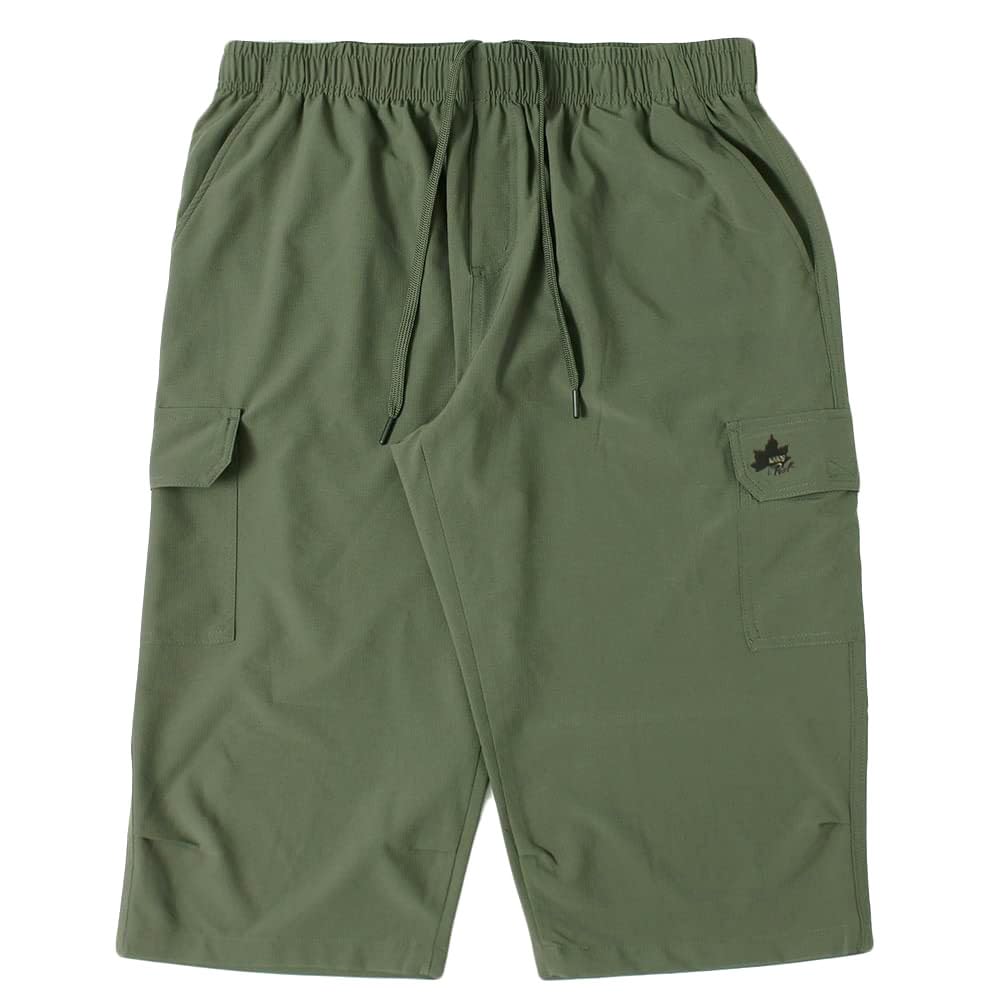 One Colors LOGOS PARK Men's Cropped Pants, Stretch, Water-Repellent, 3/4 Length, Logo Embroidered, Cargo Pants, Size 5L, Khaki (46)