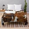 Cowhide Print Flannel Blanket, Cow Fur Print Flannel Throw Blanket Gift for Kids Adults, Soft Fleece Blanket for Couch Sofa Bed