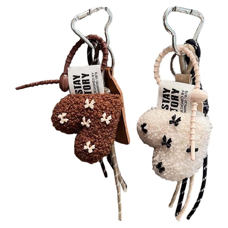 Trendy Cartoon Plush Keychains for Women Featuring Bowknot Love Designs Convenient for Bags And Car Decoration