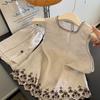 Elegantes zweiteiliges Set aus Weste und Shorts mit Spitzenstickerei für Herren und Damen