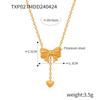 Heart-shaped Tassel Bow Necklace & Titanium Steel Earring Set