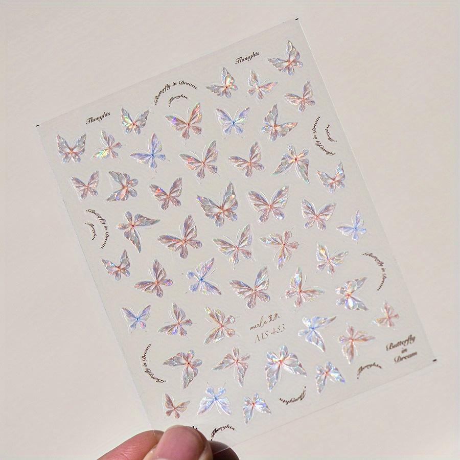 1 Stück dreidimensionale Laser-Traumschmetterlinge geprägte Aufkleber 3D-Schale Licht bunte Schmetterlinge niedliche Decal-Dekorationen