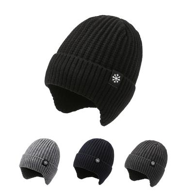 Winter Wool Cap Outdoor Warm Velvet Thick Knitted Cap Men Cold Ear Protection Cap