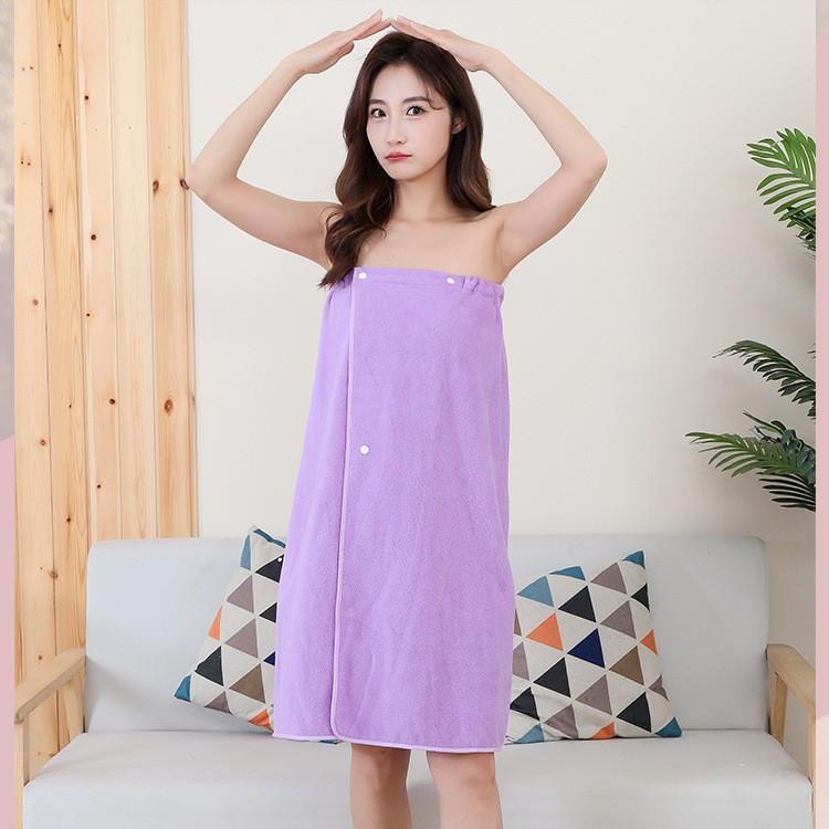 Coral Fleece Bath Skirt Strapless Bow Elastic and Wearable Towel Dry Hair Cap Absorbent