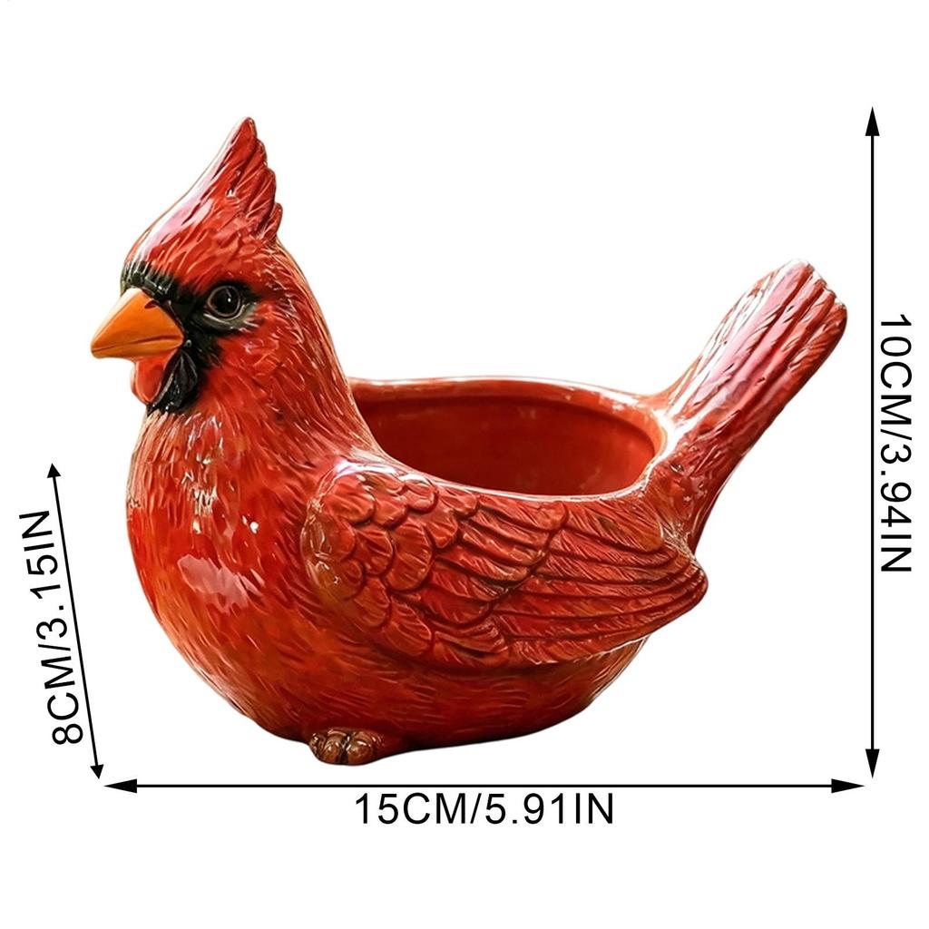 Redbird Planter Cute Resin Wide Opening Bird Shaped Planter Container Decorative Plant Pots For Garden Desktop Decoration