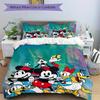3pcs Mickey Minnie Goofy Pluto Donald & Daisy Duck Bedding Set 1 Soft Quilt Cover + 2 Pillowcases, Machine Washable