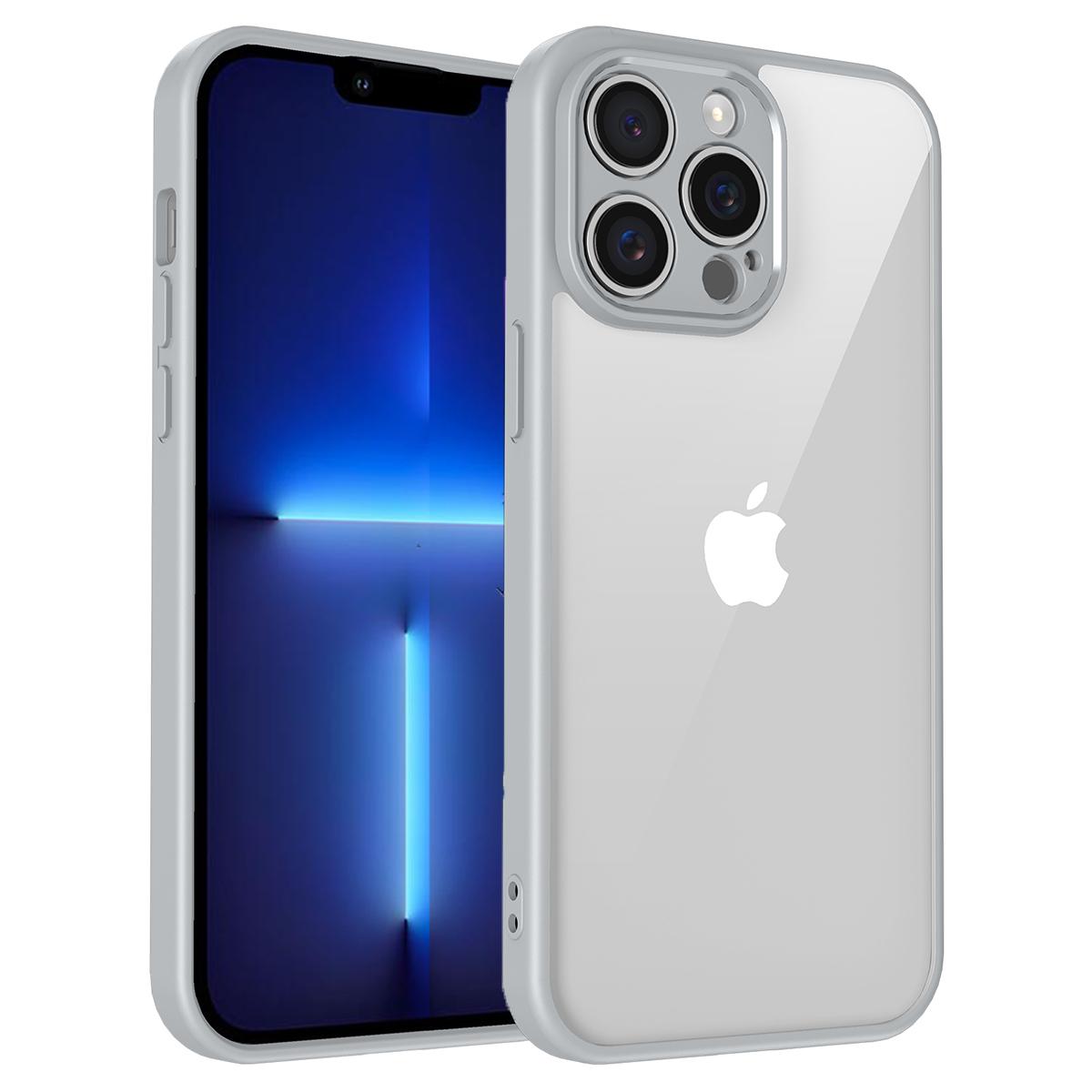 

Чехол для iPhone 13 Pro Max Матовый на ощупь Прозрачный ПК+ТПУ Ударопрочный Чехол на заднюю панель телефона Grey