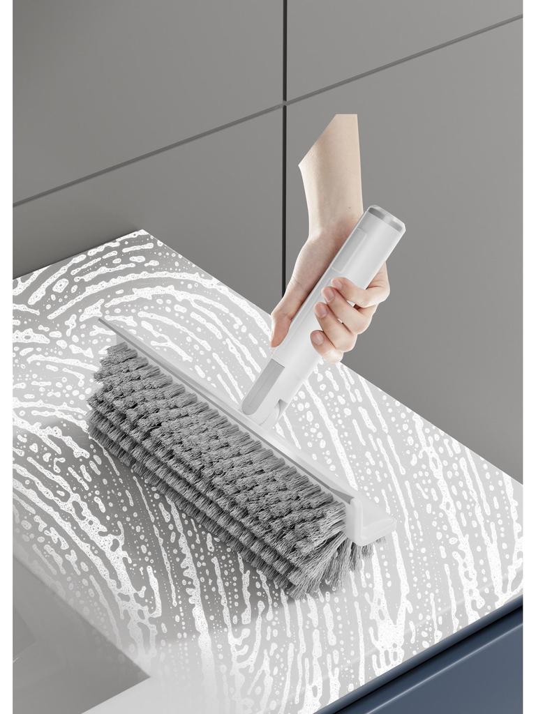 V-Shaped Long Handle Bathroom Floor and Tile Cleaning Brush with Thick Bristles