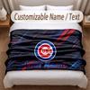 Chicago Cubs Printed Flannel Blanket Custom Name Text Soft Warm Throw For Bedroom Holiday Gift