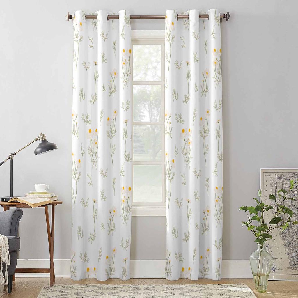 Vintage Pattern Daisy Butterfly Window Curtains for Living Room Luxury Bedroom Curtain Kitchen Blinds Drapes Curtains