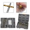 10 pieces coarse tooth threading drill bit set high speed steel with titanium coating for use on metals plastics and more