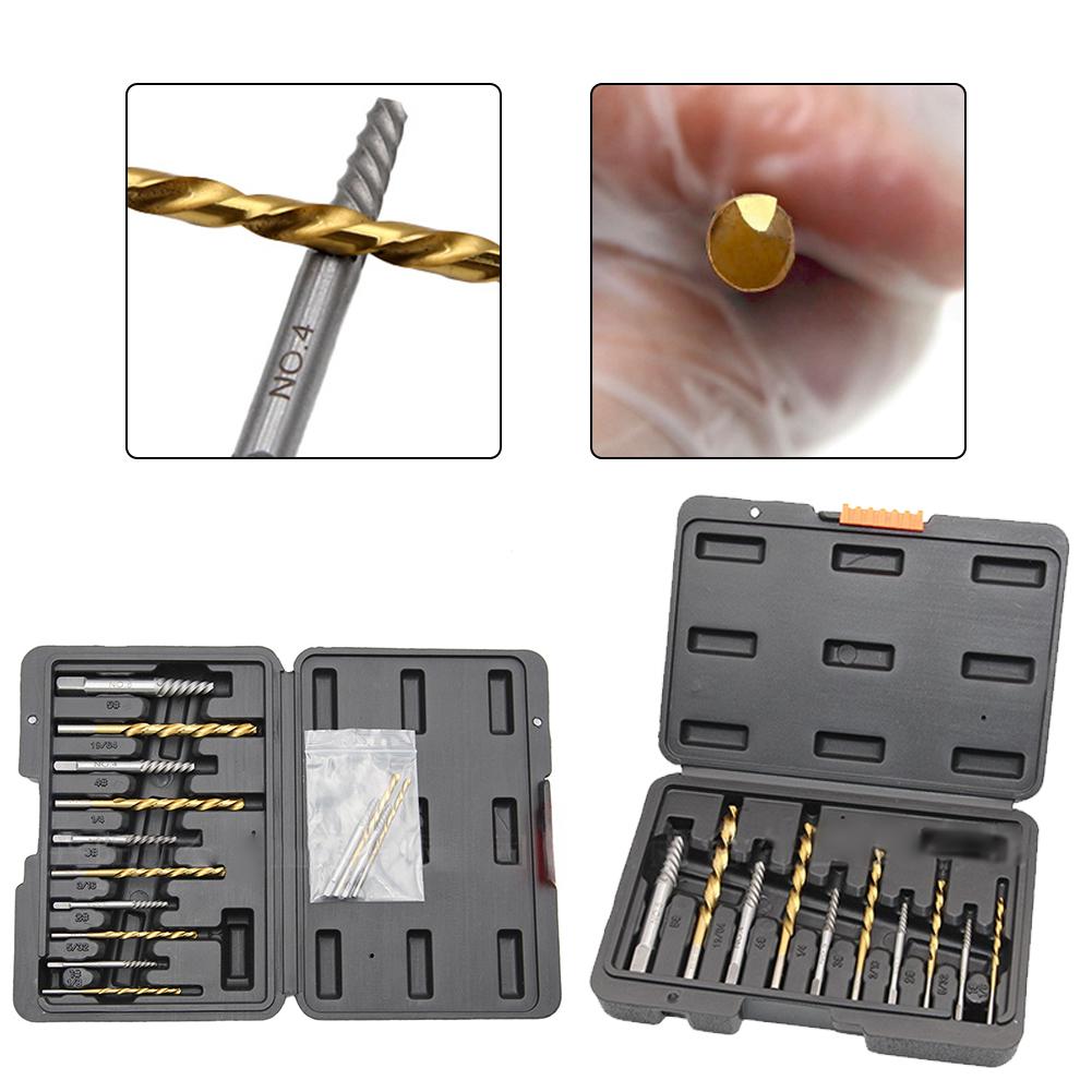 10 pieces coarse tooth threading drill bit set high speed steel with titanium coating for use on metals plastics and more