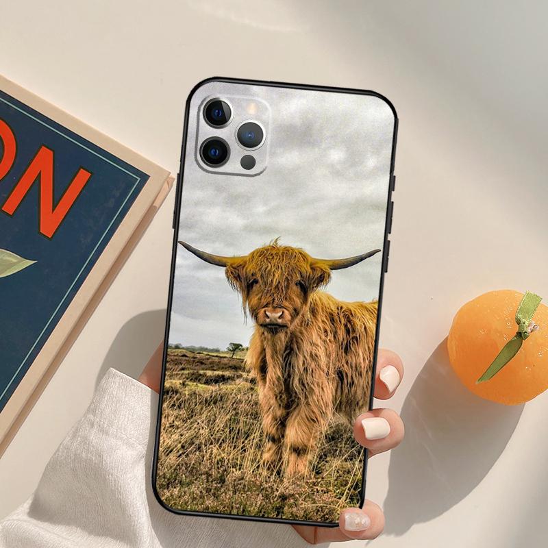 Cute Highland Cow Funda Case For iPhone 15 14 16 Pro Max 11 12 13 Pro Max Mini XR 16e 16 15 Plus Phone Cover
