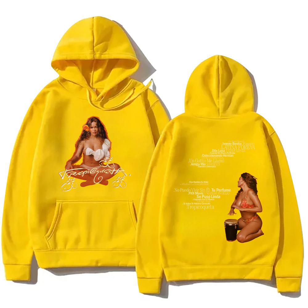 2025 Women's Multicolor Hoodies Karol G Tropicoqueta Tracklist Pullovers Hip Hop Long Sleeve Streetwear Unisex Y2K Clothes Tops