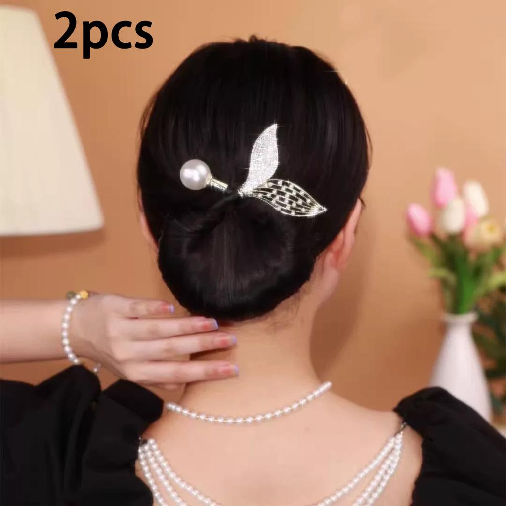 1pc Women's Rhinestone Pearl Decorated Fish Tail Bun Maker, Fashionable Hair Bun Shaper Accessories, For Daily Cute Hairstyles