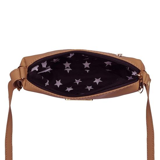 Noora Tan Leder Damen Umhänge- und Handtasche