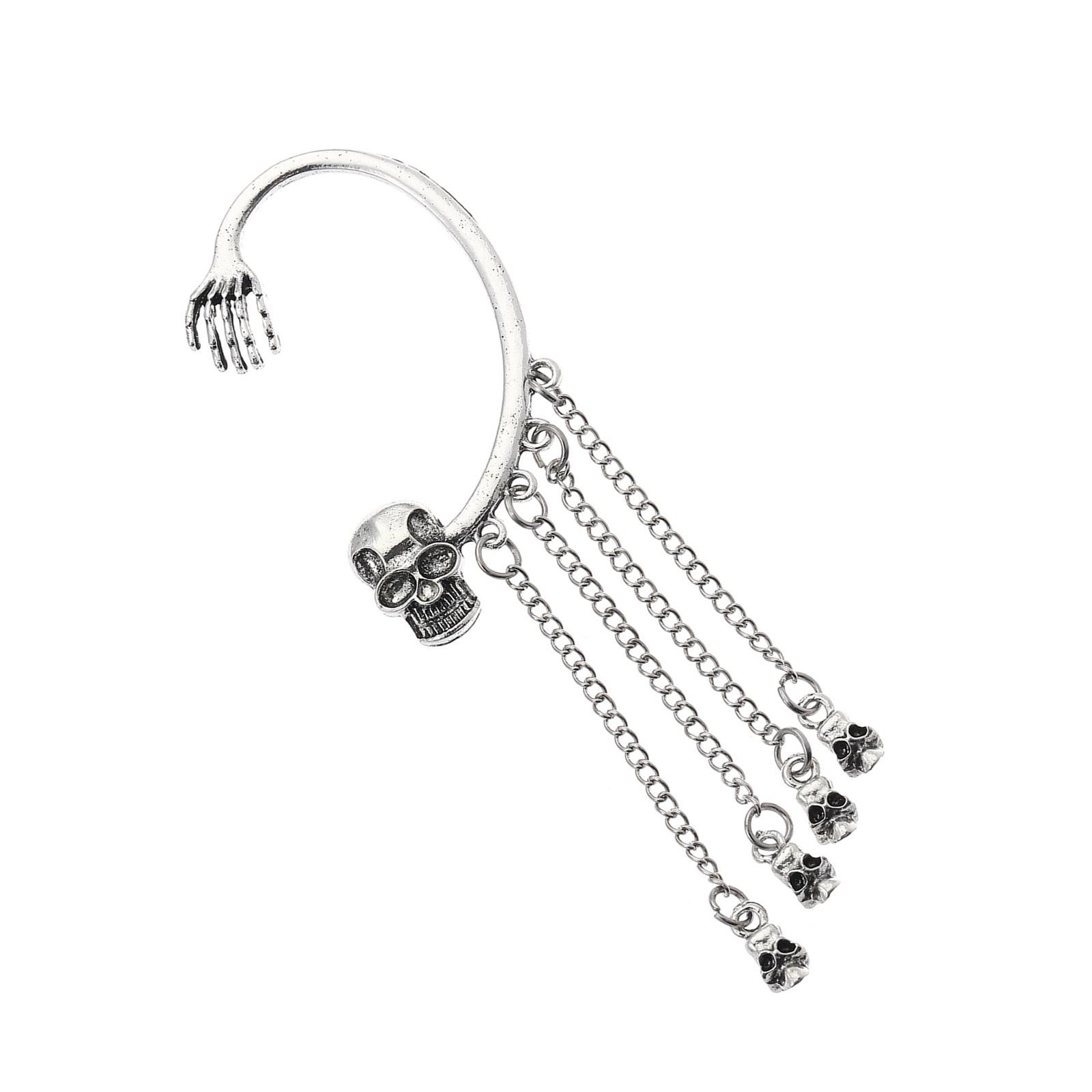 

Уникальная серьга-кисточка в виде черепа, модный подвесной кафф для ушей, удобное украшение для ушей, сплавная текстура, подходит для вечеринок