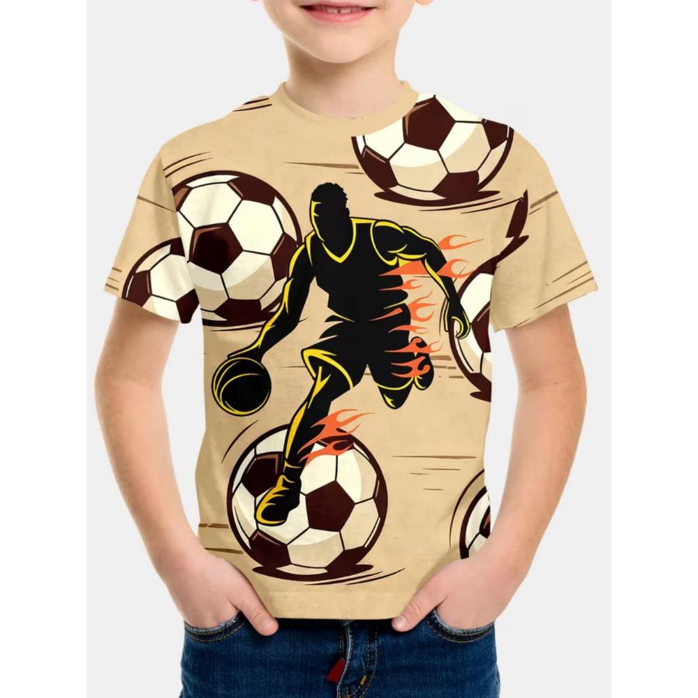 T-Shirt für Kinder Mode 3D-Druck Sommer Kurzarm-T-Shirt Personalisiertes Hip-Hop Bequemes Rundhals-T-Shirt Sportoberteil