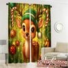 2pcs,Curtains Cute Christmas Reindeer Holiday Cheer Chic Pattern Curtains Fabric Curtains Holiday Decorative for Living Room,