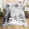 Happy New  Xmas Duvet Cover 3 Piece Snowman Bedding Set Winter Themed Comforter Cover Merry Christmas Themed Bedspread Cover