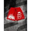 European and American Men's Summer Flame Skull Print Comfortable and Breathable Drawstring Shorts for Outdoor Leisure Vacation