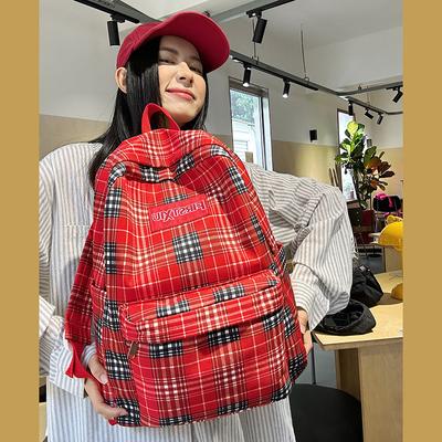 Winter New Plaid Junior High School Student Schoolbag Women's Fashion, Large-capacity High School Student Backpack Fashion