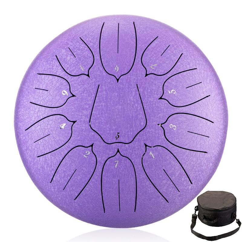 Hluru 10 Inch 11 Notes Glucophone Steel Tongue Drum D Tones Music Drum Ethereal Drum Percussion Instrument 11 Notes Steel Drum