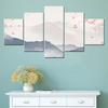 5 Pieces Canvas Wall Arts Illustrated Landscape Hazy Hills Cherry Trees Poster Modern Home Decor  Modular Picture Living Room