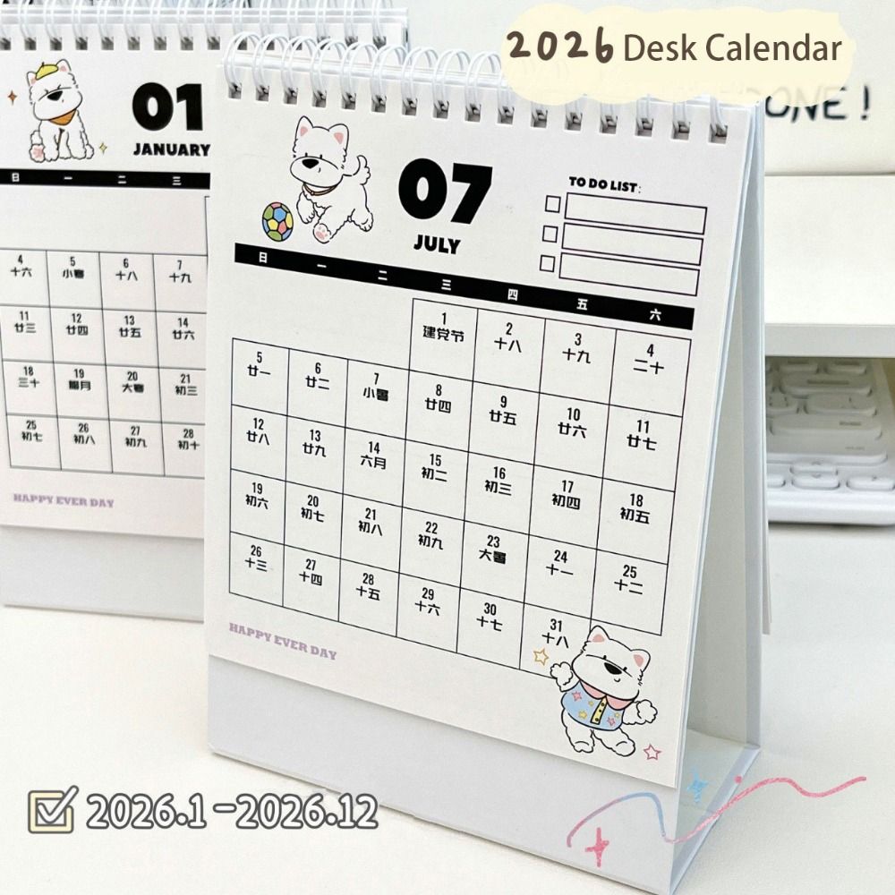 Cartoon Dog 2026 Desk Calendar Memo Notes Monthly Calendar Learning Plan Calendar  Work Scheduling