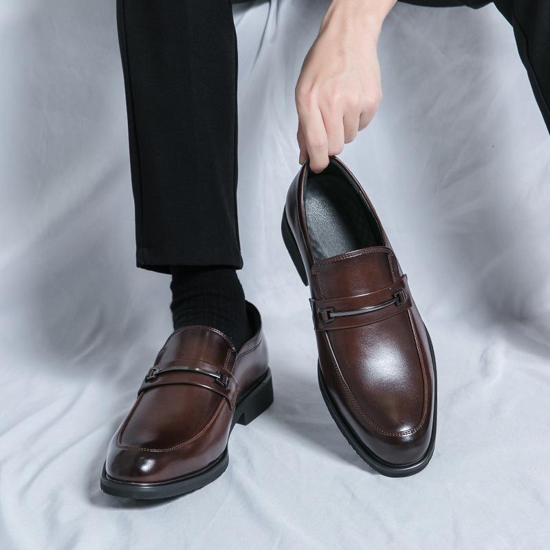 Men's Plus Size Leather Loafers: Versatile British Slip-On Shoes for Business, Formal Wear, Weddings, and Grooms