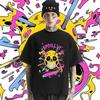 Smile Skull Round Neck Clothes Big Size Loose Tees Harajuku Hip-Hop T Shirt Graphic Cotton T-shirt Casual Comfort Men Tops DIY