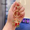 Decorative Purse Pendant Christmas Gift Box Cat Keychain, Bling Rhinestone Kitten Keyring Keychain Pendant, Backpack Handbag Accessory for Holiday