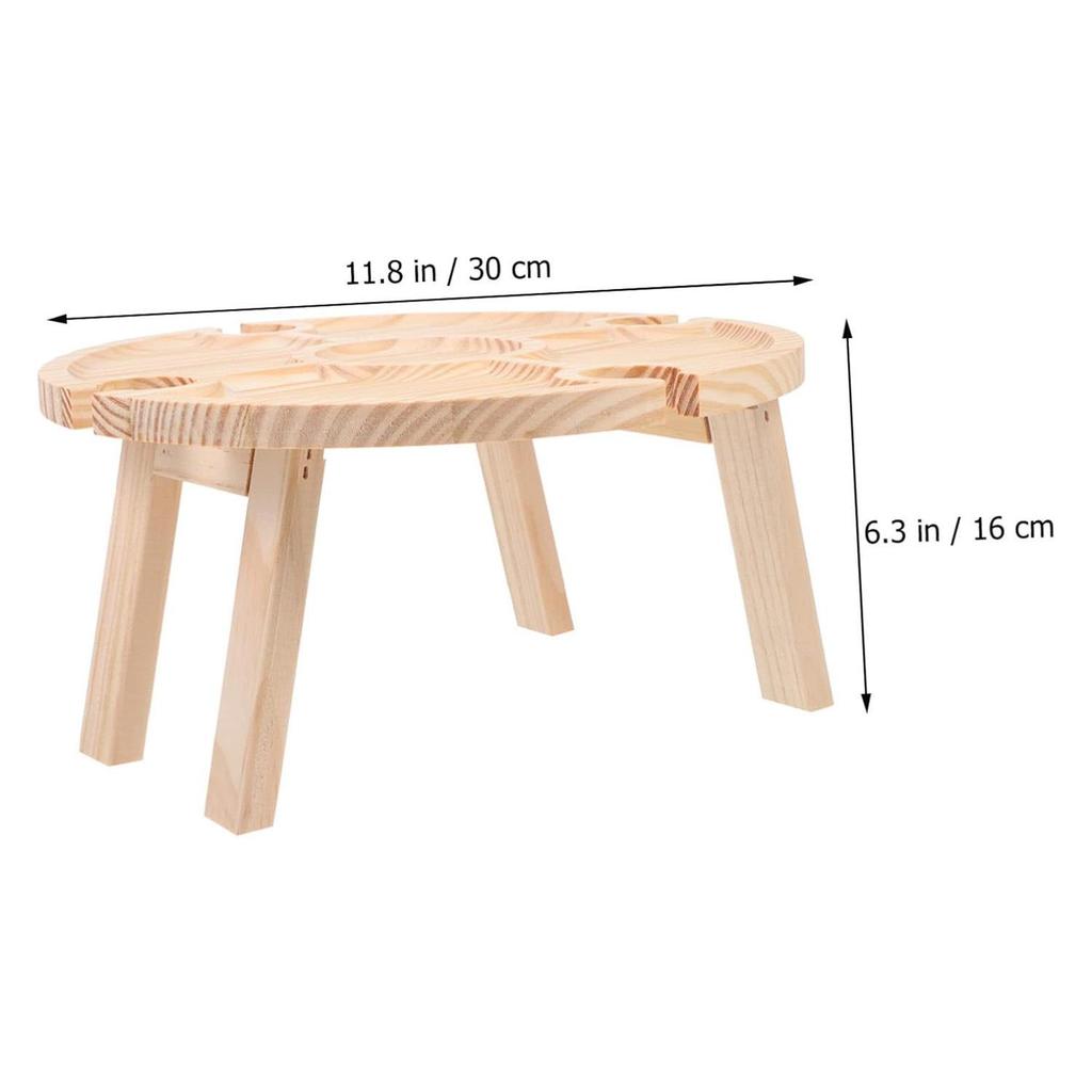 In-Stock Pine Wood Folding Table: Outdoor Camping, Picnic, Portable Snack & Dining Table with Red Wine Glass Storage